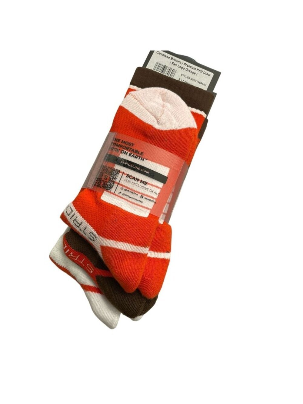 NWT Cleveland Browns Strideline Men's Premium Knit Crew Socks 3-Pack M/L J2119